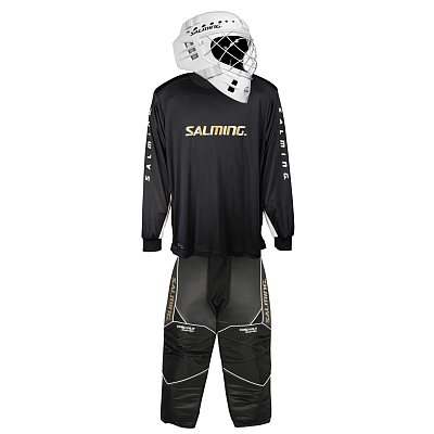 Salming zestaw bramkarski React black/white + kask Salming Phoenix Elite Helmet White Shiny