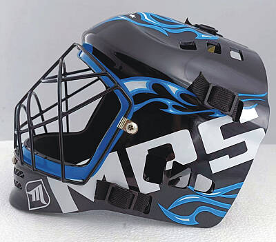 MPS ELITE zestaw bramkarski BLUE + kask Pro Flame - Black/Blue + Unihokejowe rękawice MPS