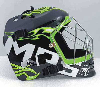 MPS ELITE zestaw bramkarski Green + kask Pro Flame - Green /Chrome + Unihokejowe rękawice MPS
